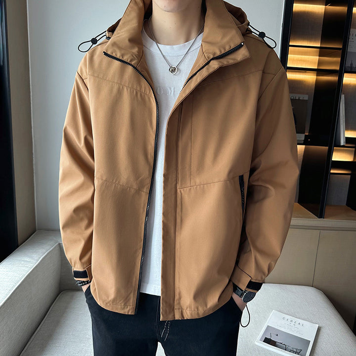 Men's Waterproof Transitional Jacket with Adjustable Hood and Multiple Pockets Lisslune