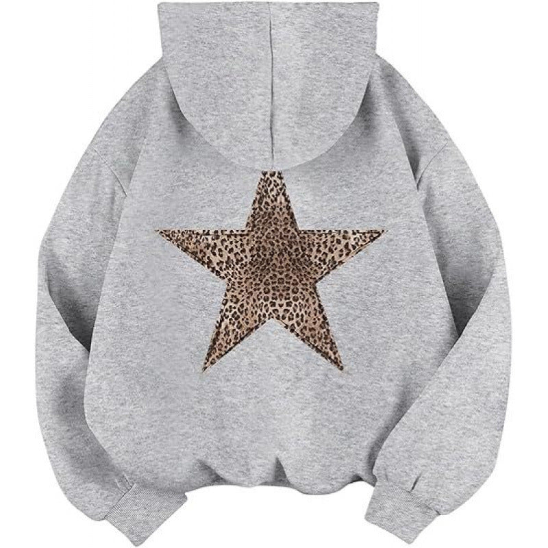 Women's hoodie with stylish leopard star design and relaxed fit Lisslune