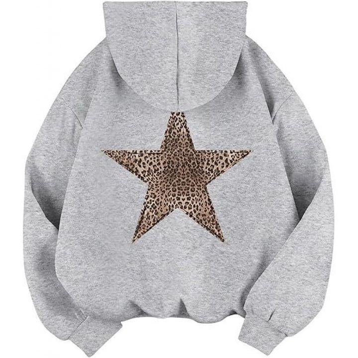 Women's hoodie with stylish leopard star design and relaxed fit Lisslune