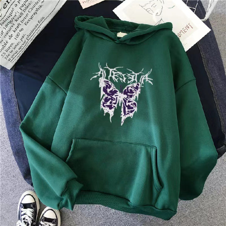 Women’s Hoodie with Artistic Butterfly Design Lisslune