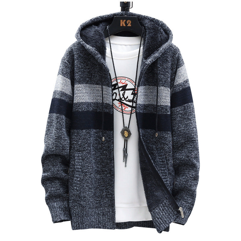 Men's fashionable hoodie cardigan with striped design Lisslune