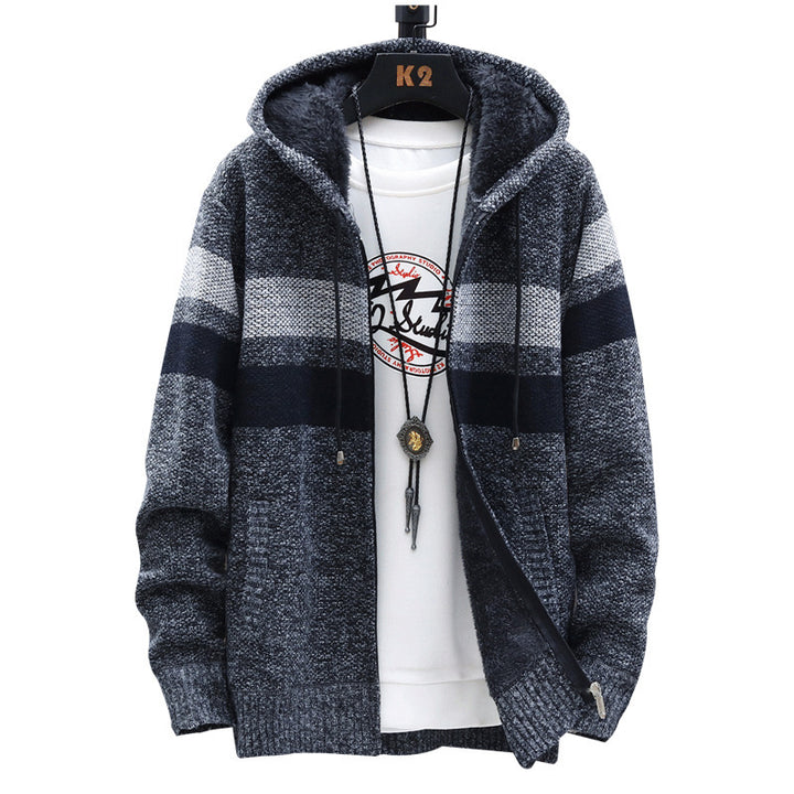 Men's fashionable hoodie cardigan with striped design Lisslune