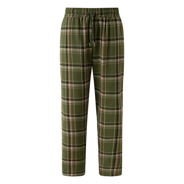 Men's comfortable flannel pants with practical side pockets and elastic waistband Lisslune