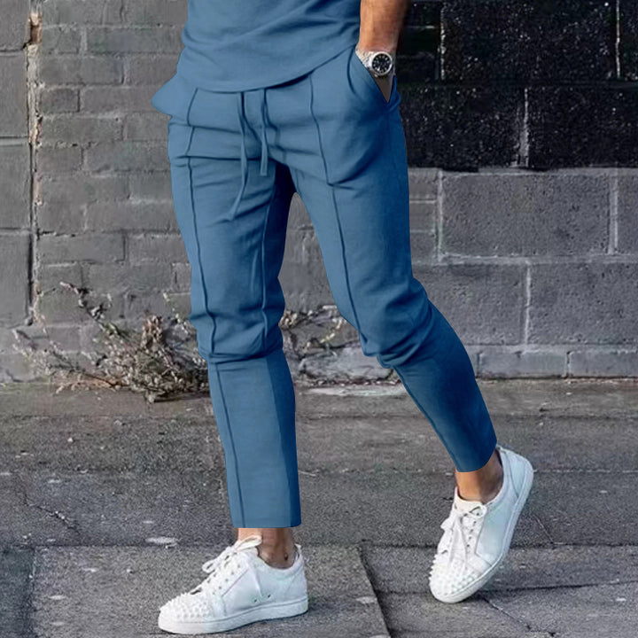 Men's Sporty Casual Pants with Side Pockets and Elastic Waistband Lisslune