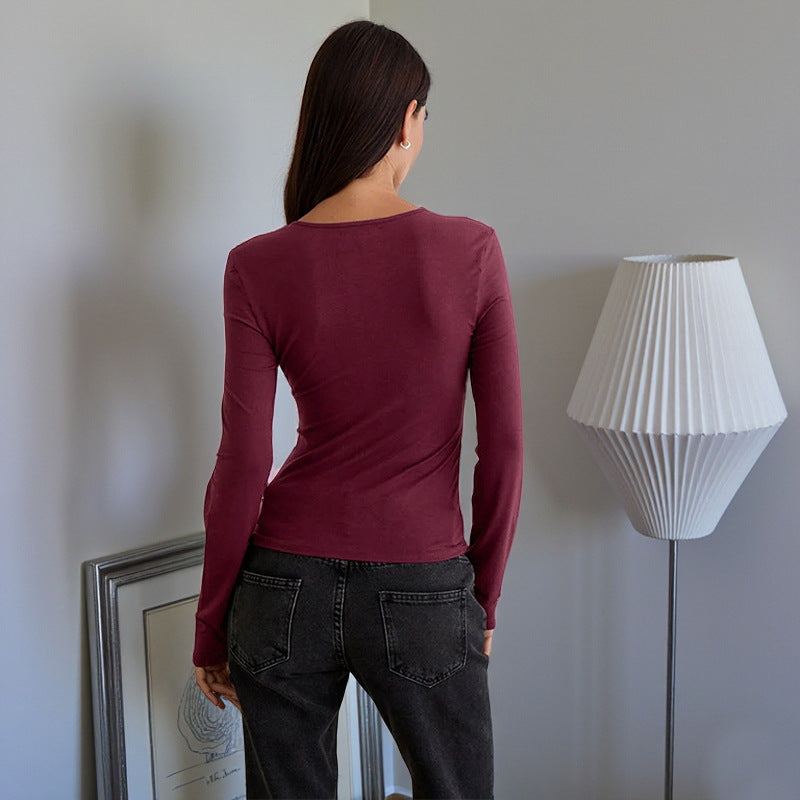 Women's Long Sleeve Camisole with Decorative Lace-Up Detail and Flattering Cut Lune London