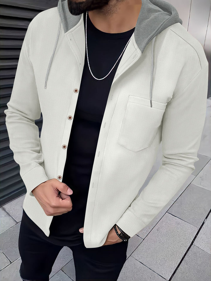 Men's leisure shirts with hood and textured design Lisslune