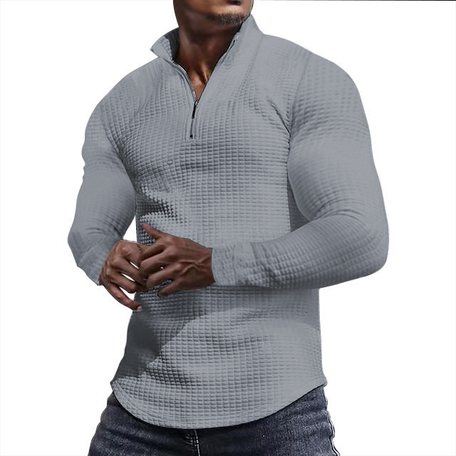 Men's functional shirt with high collar and textured design Lisslune