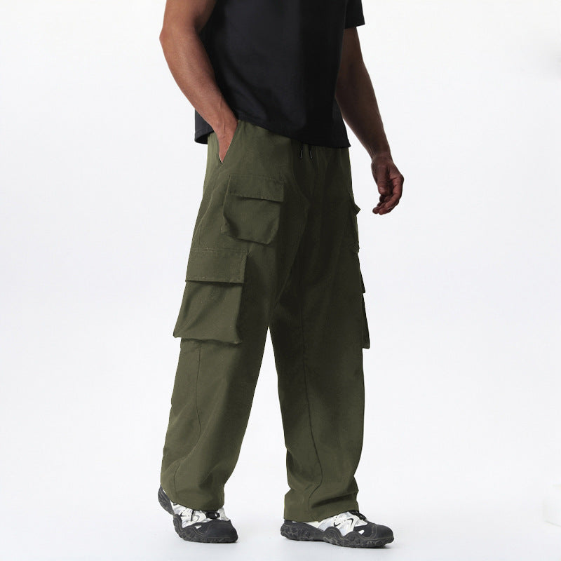 Men's cargo pants with versatile pockets and elastic waistband Lisslune