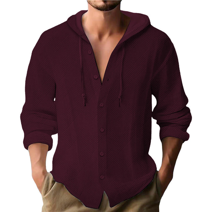 Men's Hooded Blouse with Textured Design Lisslune