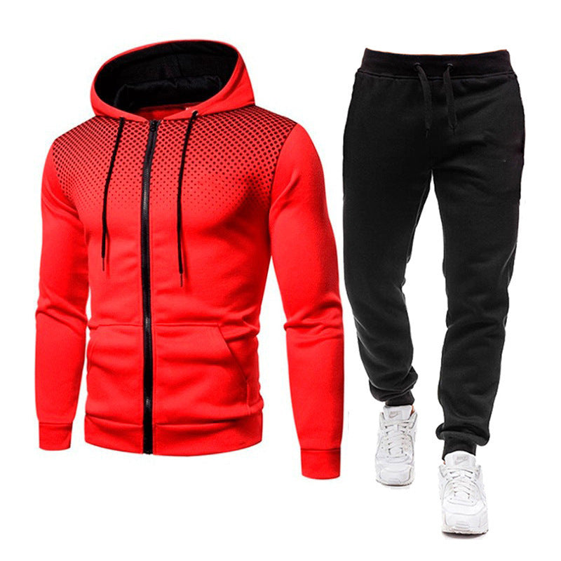 Men's Sporty Hooded Sweatshirt Jacket with Innovative Design and Comfortable Jogging Pants Lisslune