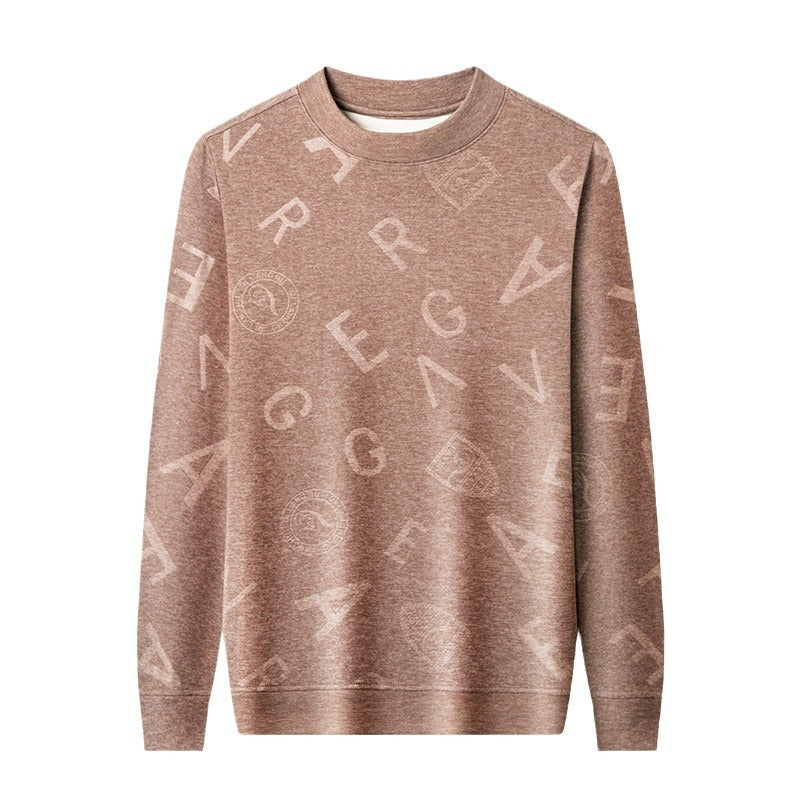 Men's elegant stand-up collar sweater with subtle logo pattern Lisslune