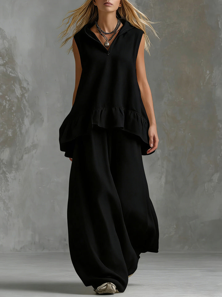 Women's Casual Long Sleeve Blouse with Ruffles and Hood Lisslune