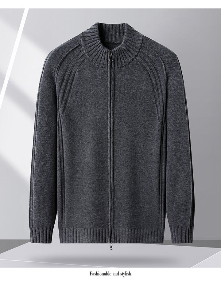 Men's zip-up cardigan with high collar Lisslune