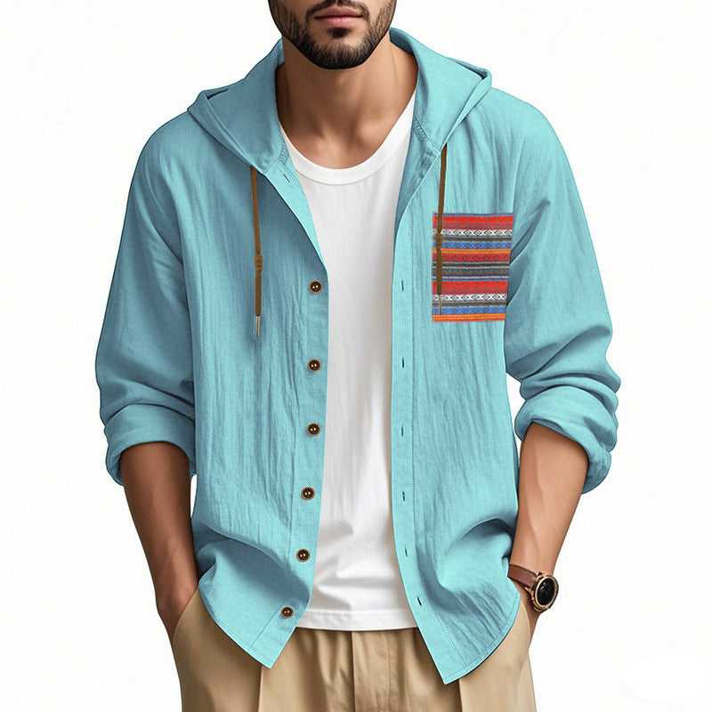 Men's Lightweight Leisure Jacket with Hood and Stylish Chest Pocket Lisslune