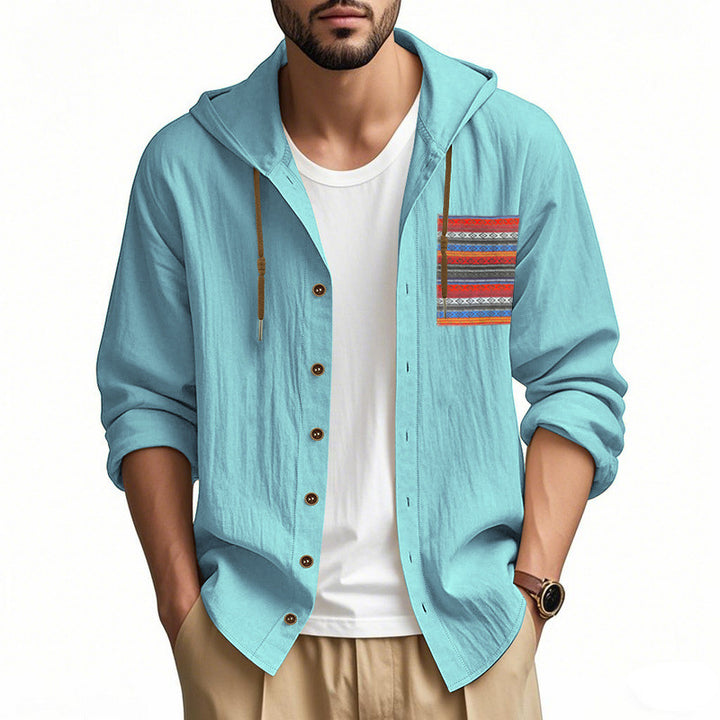 Men's Lightweight Leisure Jacket with Hood and Stylish Chest Pocket Lisslune