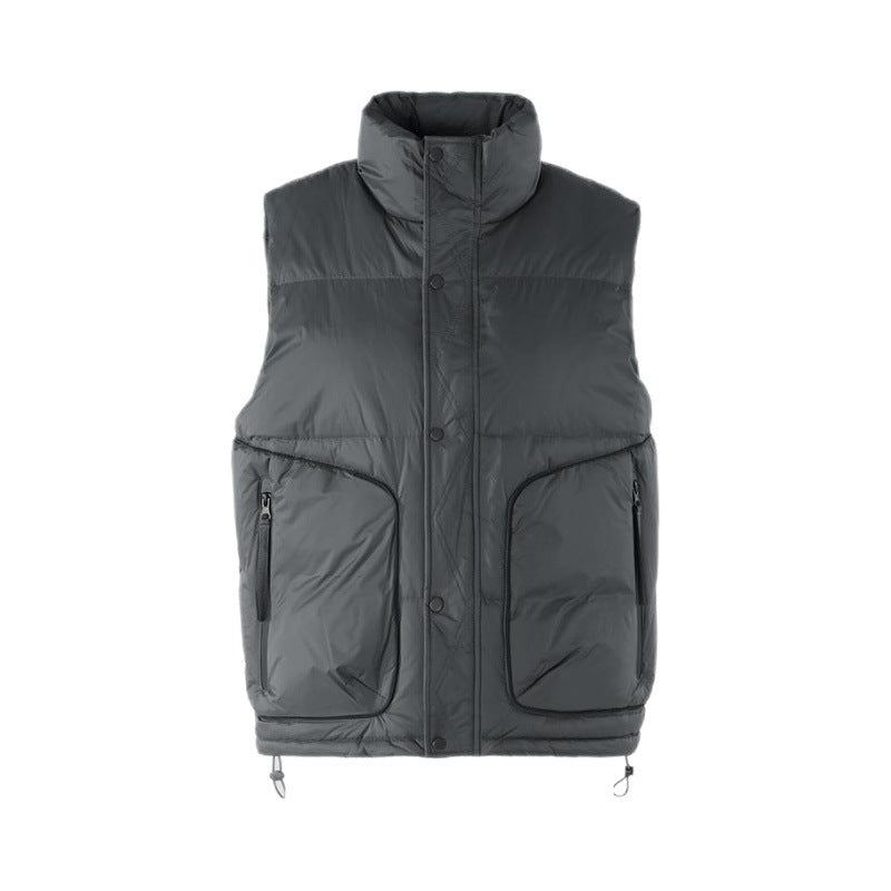 Men's Padded Vest with High Collar and Practical Pockets Lisslune