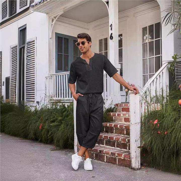 Men's Casual Tracksuit Set with Stylish Button Placket Design Lisslune