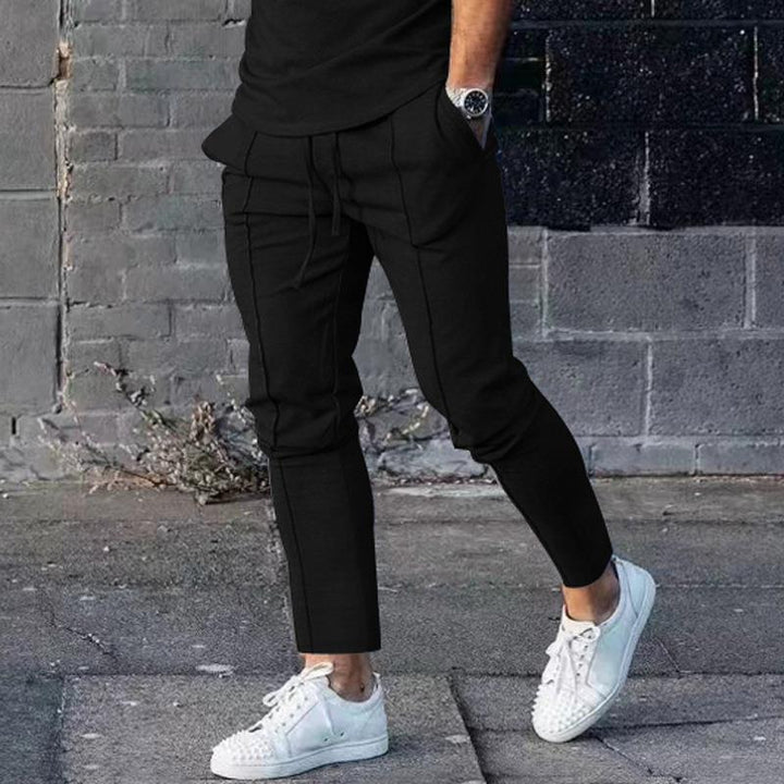 Men's Sporty Casual Pants with Side Pockets and Elastic Waistband Lisslune