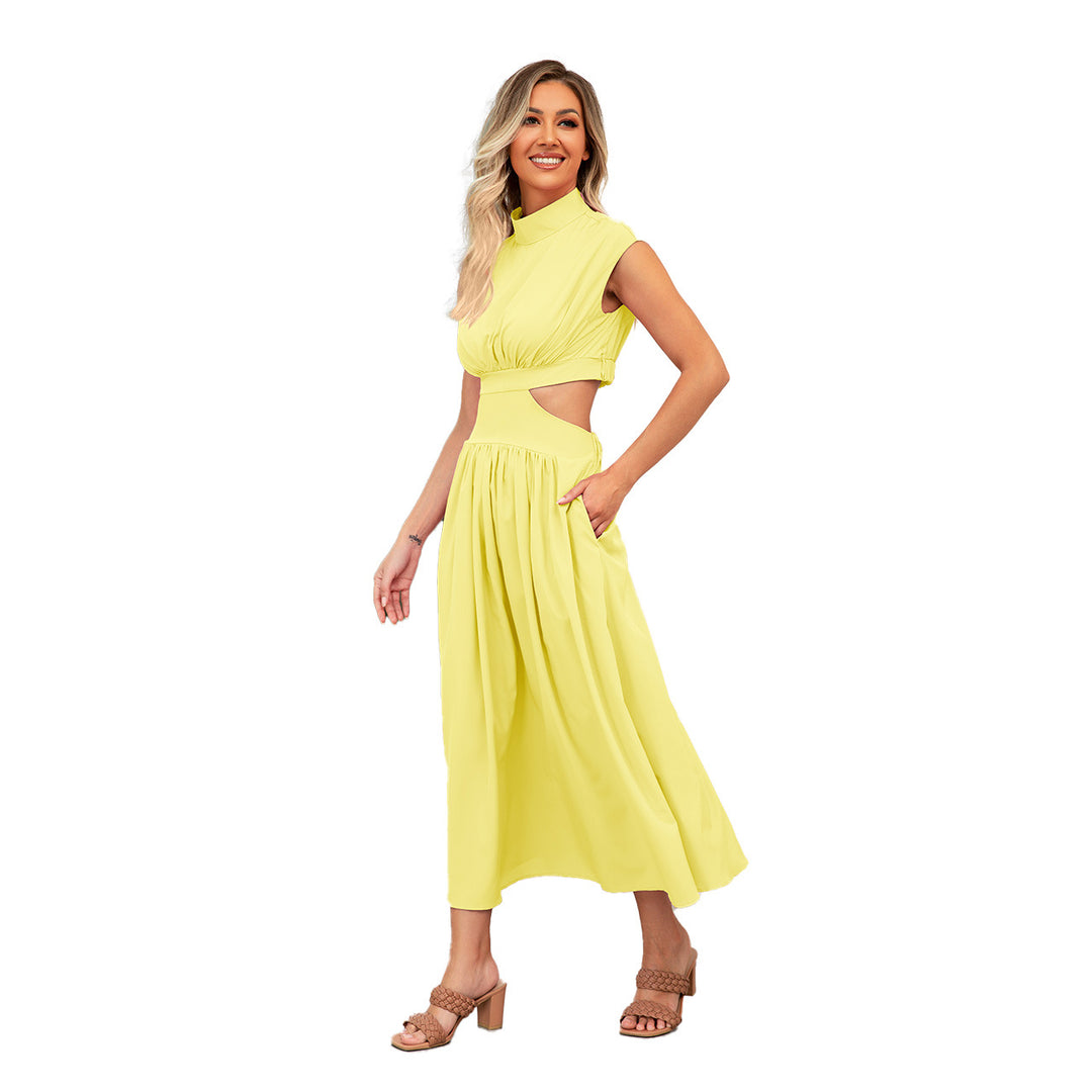 Women's maxi dress with cut-outs and modern stand-up collar Lune London