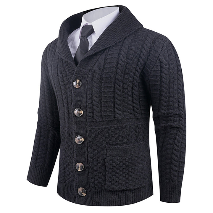 Men's cardigan with modern shawl collar and practical buttons Lisslune