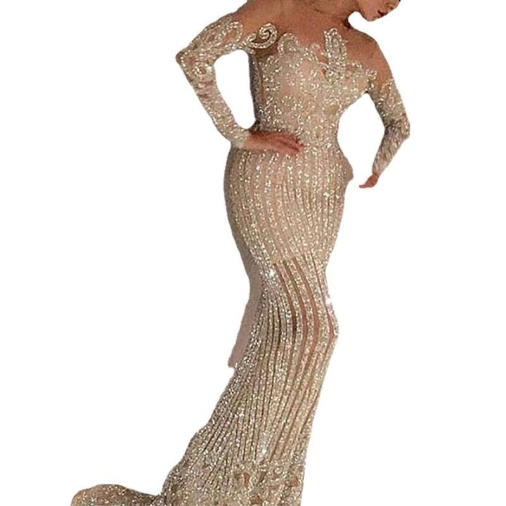 Women's elegant evening dress with glittering sequins and slim fit Lisslune