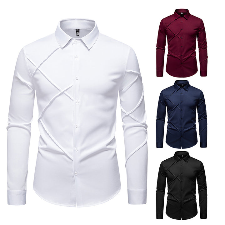 Men's Elegant Shirt with Innovative Cut and Stylish Accents Lisslune