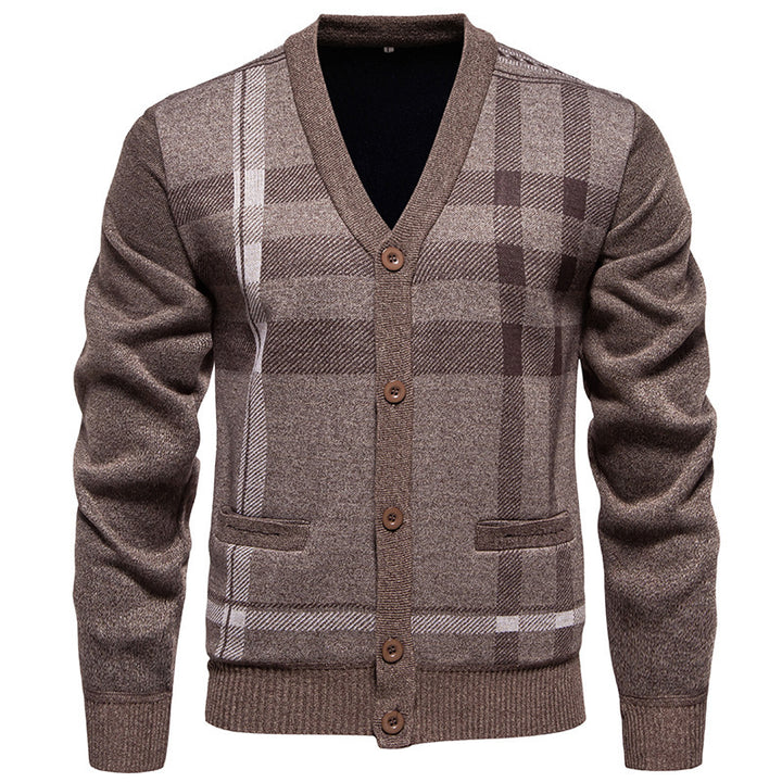 Men's fashionable cardigan with classic check pattern Lisslune