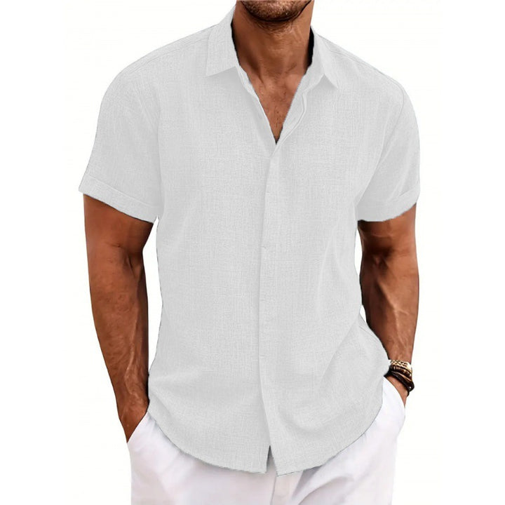 Men's short-sleeve shirt with textured design and modern collar Lisslune