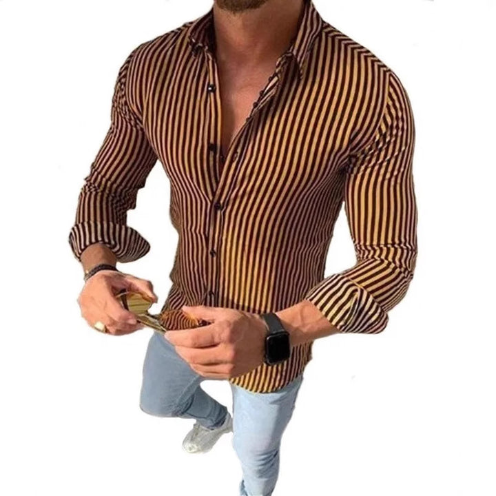 Men's long sleeve shirt with fine stripes and elegant fit Lisslune
