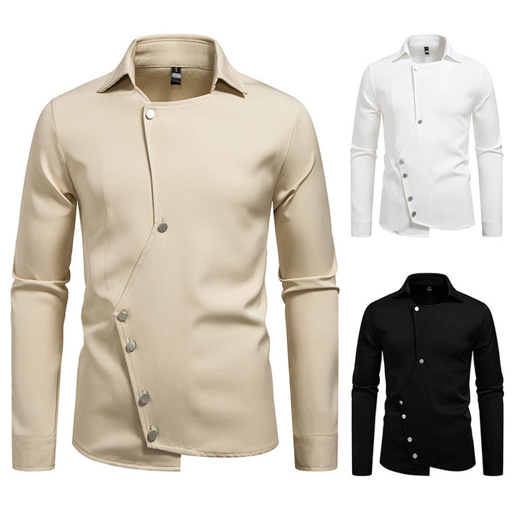 Men's fashionable, asymmetrical shirt with unique button details Lisslune