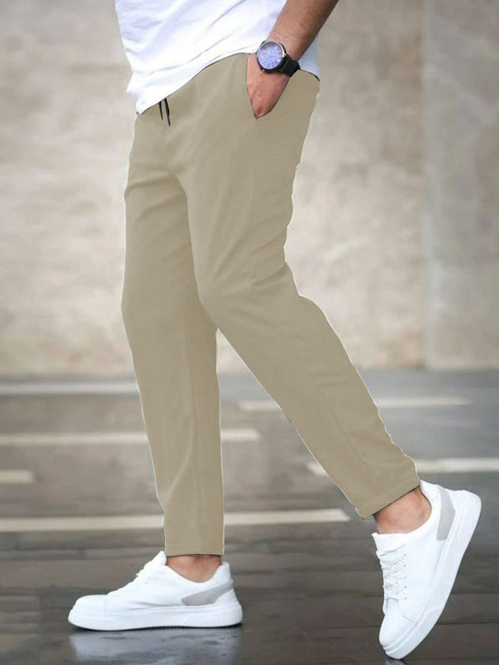 Men's Casual Chino Pants with Elastic Waistband Lisslune