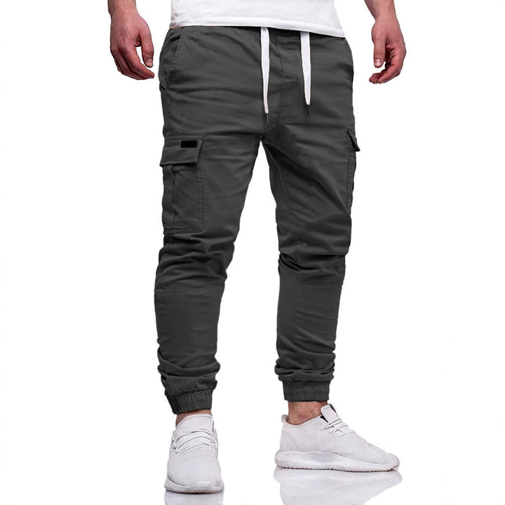 Men's Cargo Jogging Pants with Elastic Waistband and Multiple Pockets Lisslune
