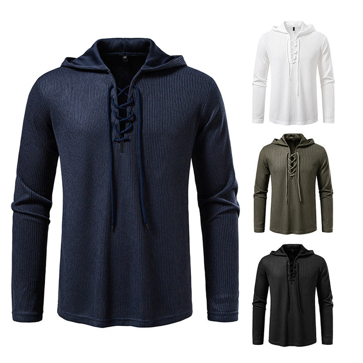 Men's hoodie with innovative lacing and textured design Lisslune