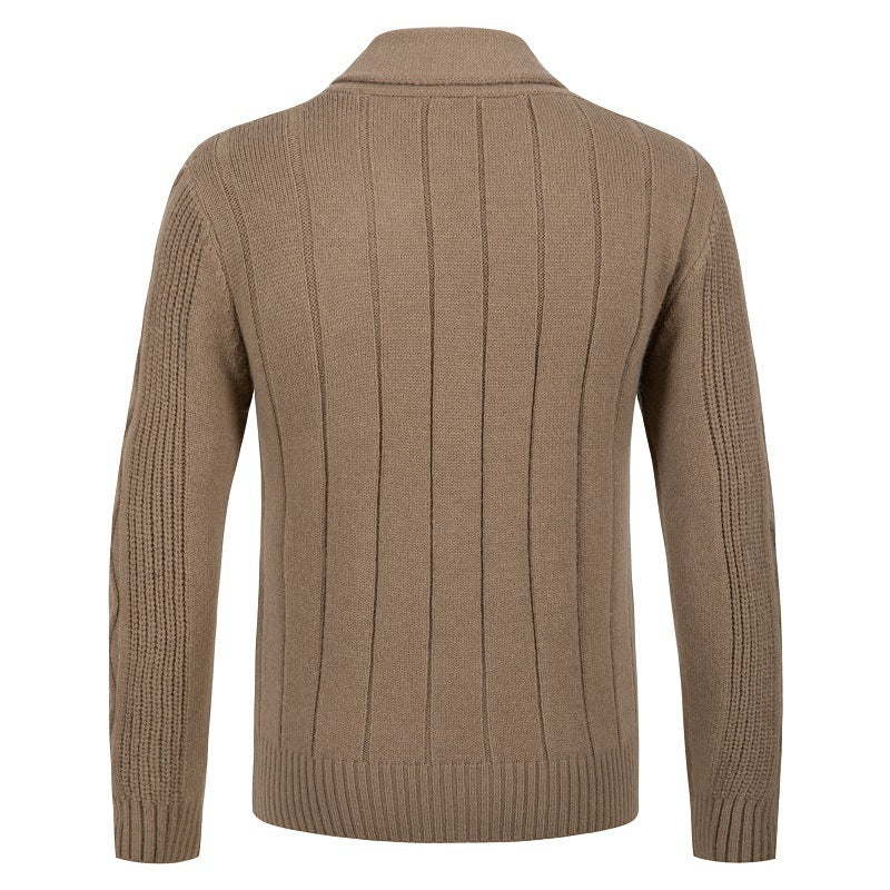 Men's fashionable cardigan with cable pattern and button placket Lisslune