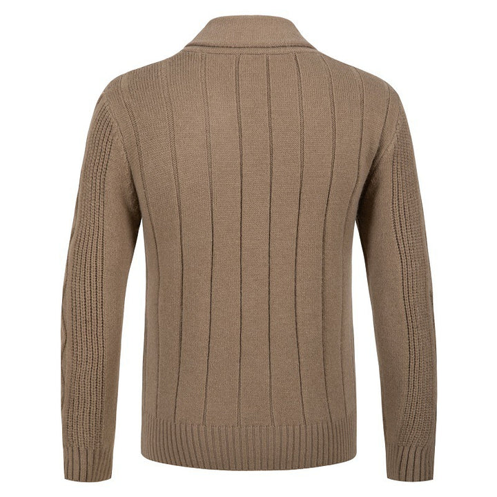 Men's fashionable cardigan with cable pattern and button placket Lisslune