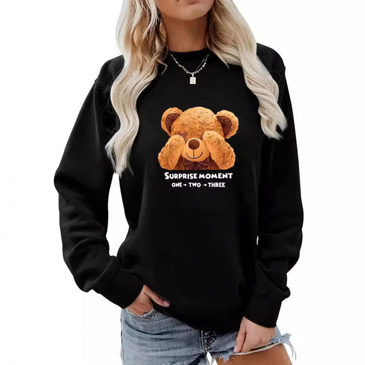 Women's leisure sweater with cute bear design Lisslune