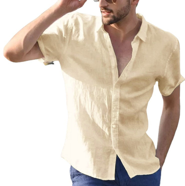 Men's Short Sleeve Shirt with Light Cotton Fabric Lisslune