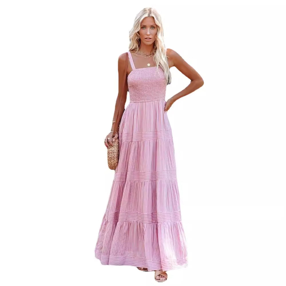 Ladies maxi dress with light ruffle style and elastic bustier Lisslune