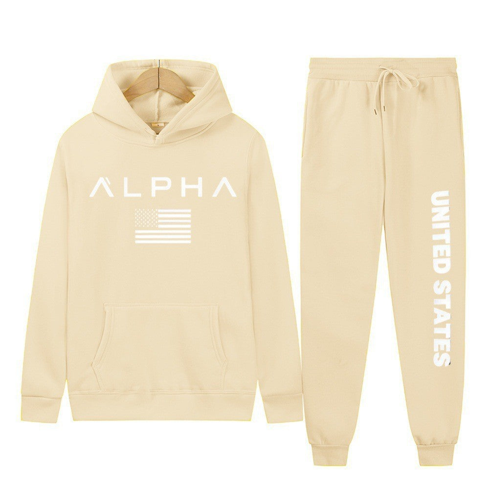 Women's hoodie and jogging pants set with creative front print and sporty cut Lisslune