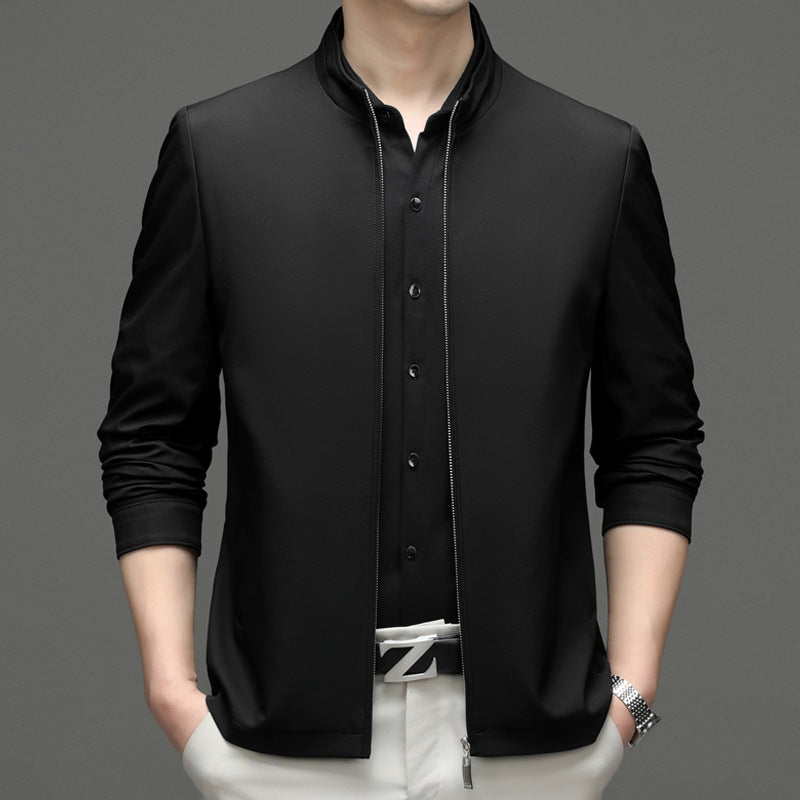 Men's Sporty Transitional Jacket with Modern Stand-Up Collar and Functional Pockets Lisslune