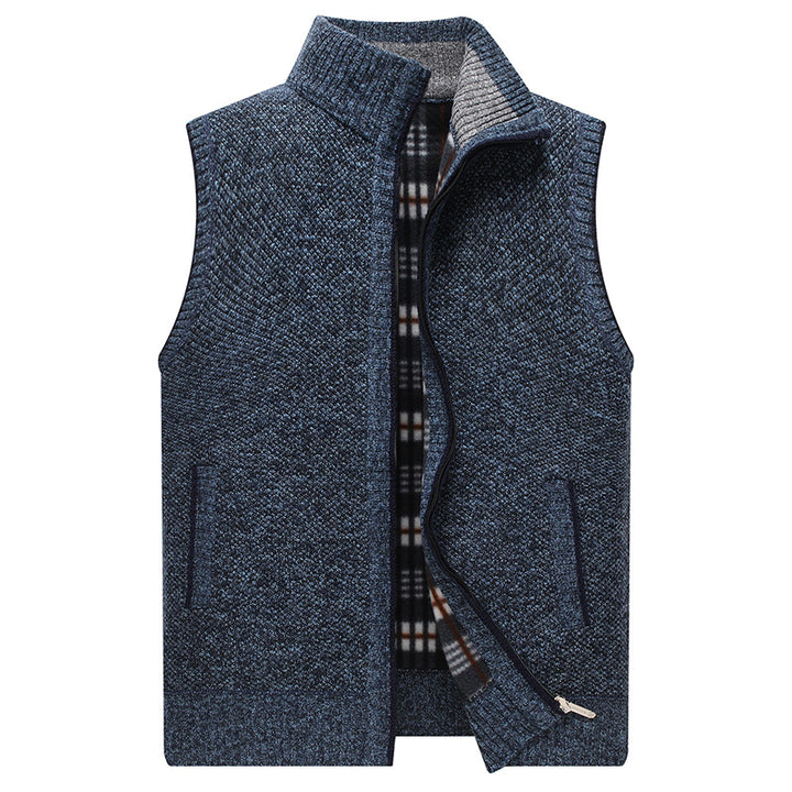 Men's knitted vest with high collar and checkered lining Lisslune