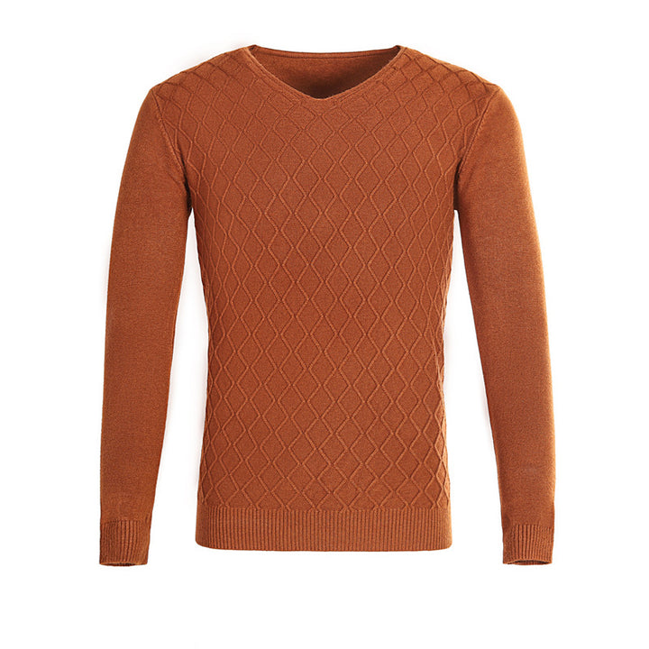 Men's V-neck sweater with textured pattern Lisslune