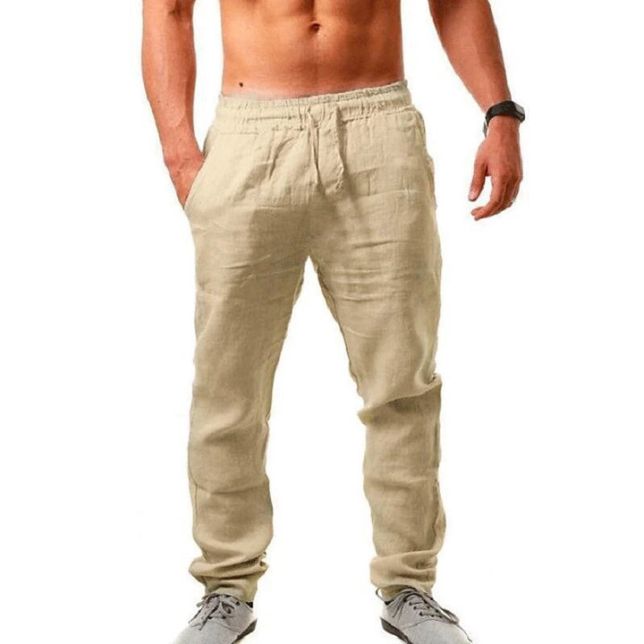 Men's airy linen pants with elastic waistband and practical side pockets Lisslune