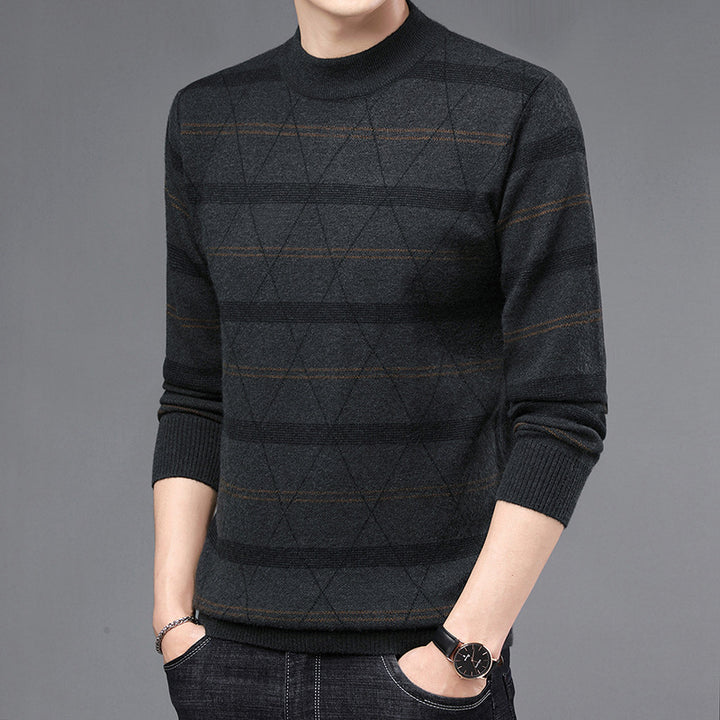 Men's Sweater Made Of High-Quality Wool with Modern Diamond Pattern Lisslune
