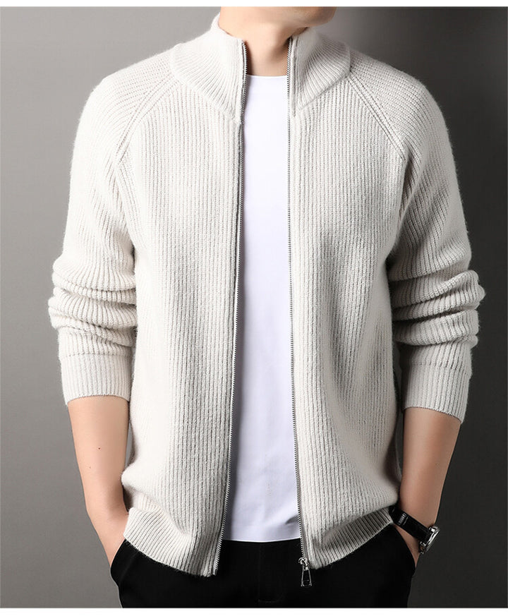 Men's cardigan with high collar and inconspicuous zipper Lisslune
