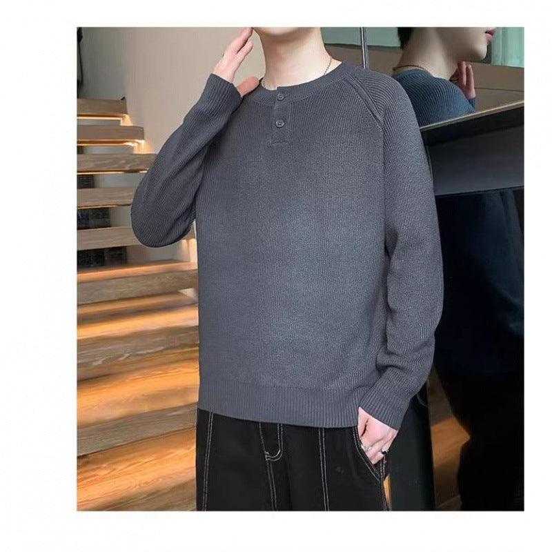 Men's knit sweater with convertible collar and high-quality texture Lisslune