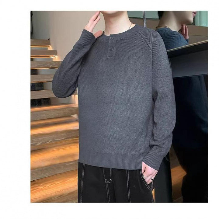 Men's knit sweater with convertible collar and high-quality texture Lisslune