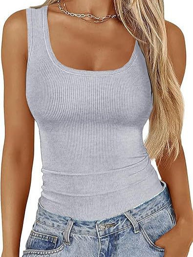 Damen Körperbetontes Oberteil mit breiten Trägern und geripptem Design Lisslune