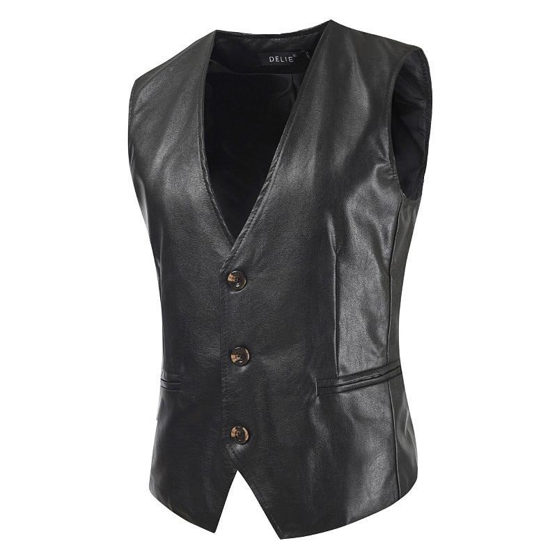 Men's stylish sleeveless leather vest Lisslune