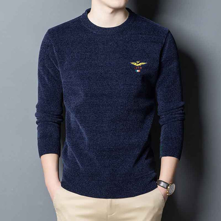 Men's high-quality round neck sweater with fine knit design Lisslune
